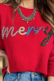 MERRY Round Neck Long Sleeve Sweater - Trendsi - Flyclothing LLC