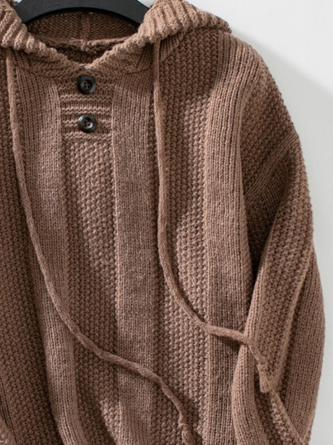 Drawstring Long Sleeve Hooded Sweater - Trendsi