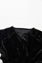 Surplice Long Sleeve Velvet Dress - Trendsi - Flyclothing LLC