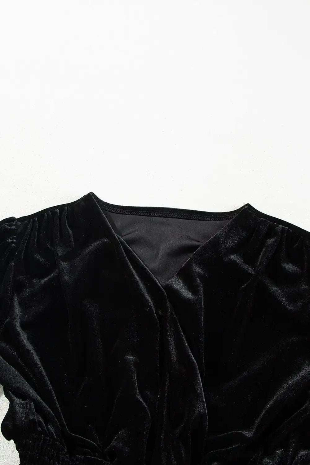 Surplice Long Sleeve Velvet Dress - Trendsi - Flyclothing LLC