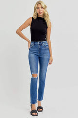 RISEN Full Size High Rise Ankle Skinny Knee Distressed Jeans - Trendsi - Flyclothing LLC