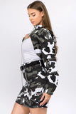 American Bazi Camouflage Cropped Jacket with Chains - Trendsi