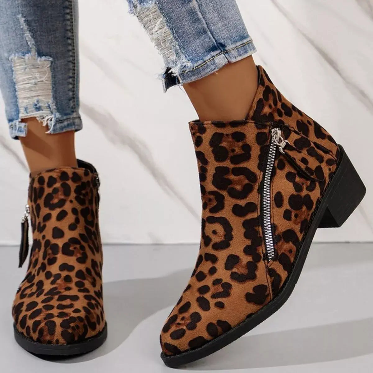 Point Toe Block Heels Boots - Trendsi - Flyclothing LLC