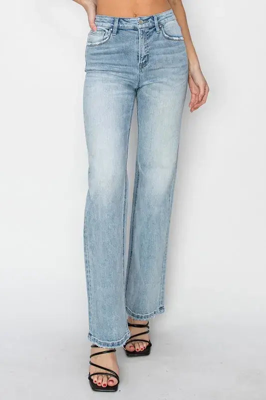 RISEN Full Size High Rise Straight Jeans Plus Size - Trendsi - Flyclothing LLC