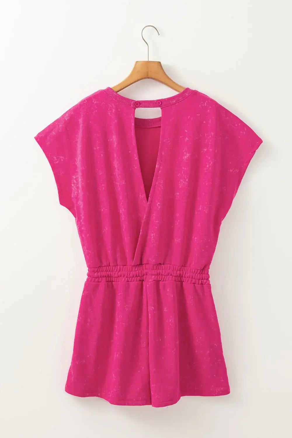 Mineral Wash Hollow Out Back Drawstring Waist Romper - Trendsi - Flyclothing LLC