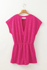 Mineral Wash Hollow Out Back Drawstring Waist Romper - Trendsi - Flyclothing LLC
