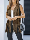 Fringe Open Front Vest Coat - Trendsi - Flyclothing LLC