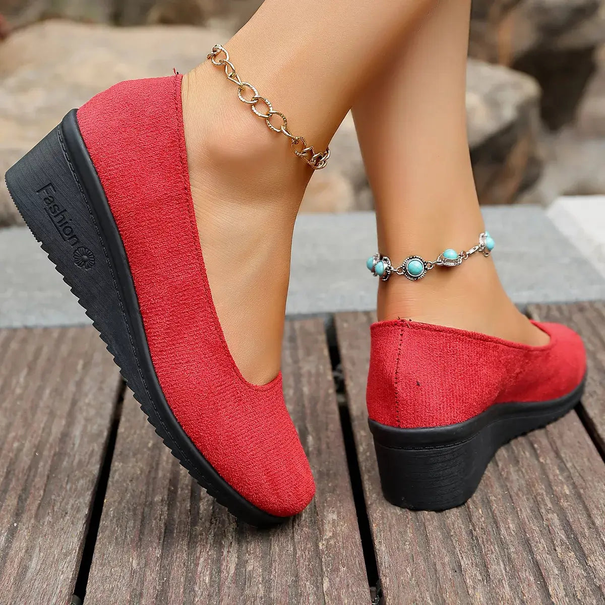 Wedge Heel Slip-On Loafers - Trendsi - Flyclothing LLC