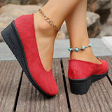 Wedge Heel Slip-On Loafers - Trendsi - Flyclothing LLC