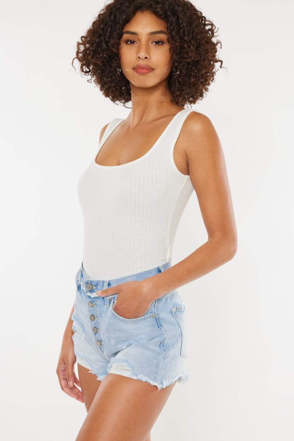 Kancan Distressed Button Fly Denim Shorts - Trendsi - Flyclothing LLC