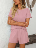 Mandy Round Neck Short Sleeve Top and Shorts Set - Trendsi - Flyclothing LLC