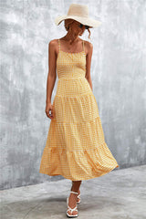 Plaid Square Neck Midi Cami Dress - Trendsi - Flyclothing LLC