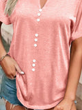 Full Size Notched Short Sleeve T-Shirt Plus Size - Trendsi