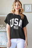 Heimish Full Size USA Graphic Short Sleeve Ribbed Top - Trendsi
