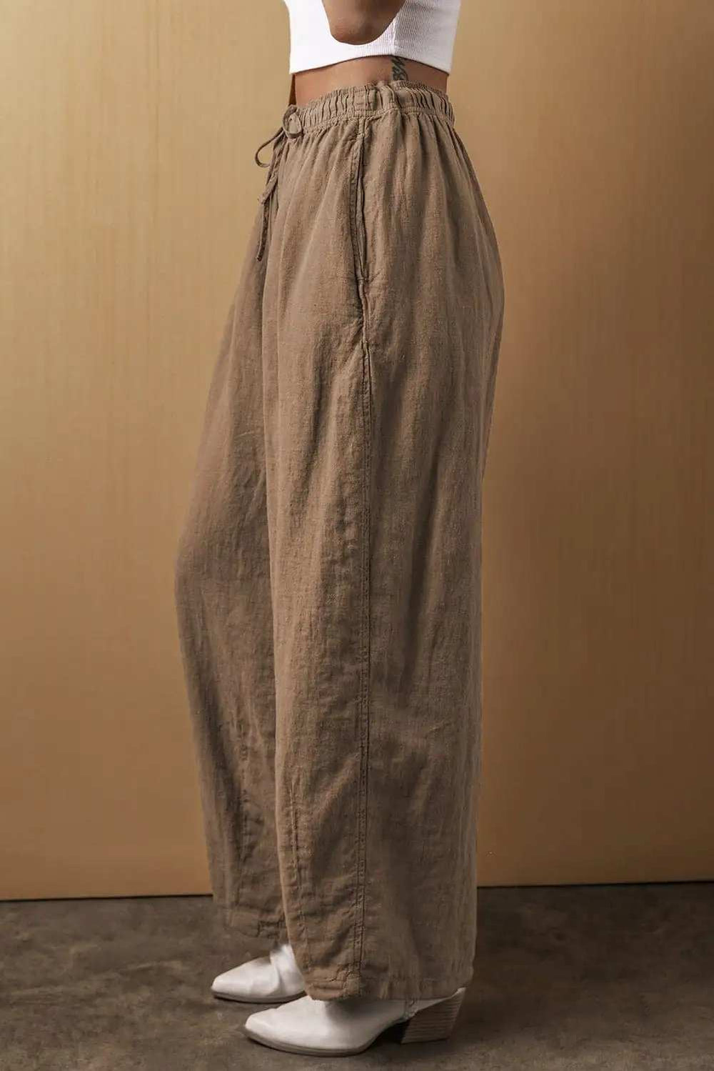 Drawstring Wide Leg Pants - Trendsi - Flyclothing LLC