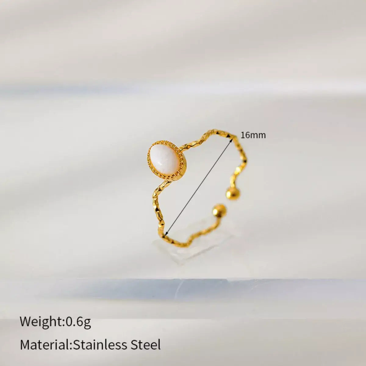 18K Gold-Plated Wave Open Ring - Trendsi - Flyclothing LLC