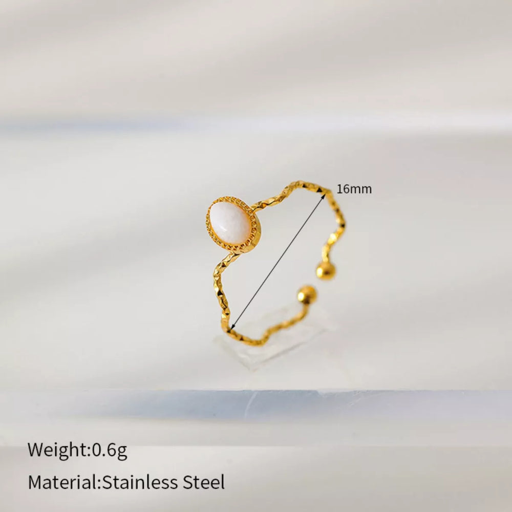 18K Gold-Plated Wave Open Ring - Trendsi - Flyclothing LLC