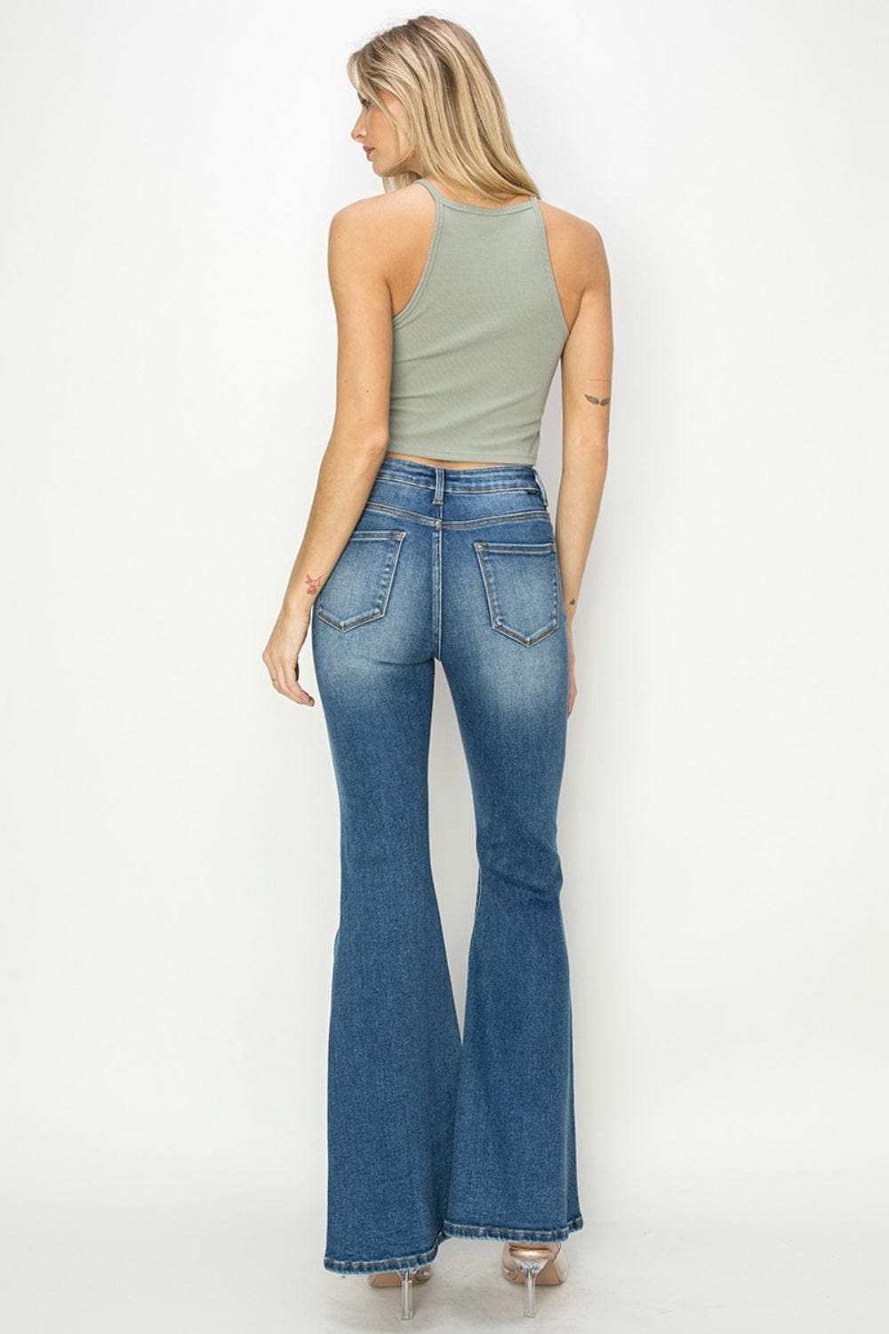 RISEN Full Size High Rise Front Seam Detailed Flare Jeans - Trendsi - Flyclothing LLC