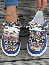 Geometric Lace-Up Round Toe Slip-Ons - Trendsi - Flyclothing LLC