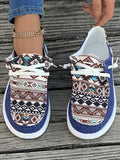 Geometric Lace-Up Round Toe Slip-Ons - Trendsi
