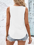 Eyelet Wide Strap Tank - Trendsi - Flyclothing LLC