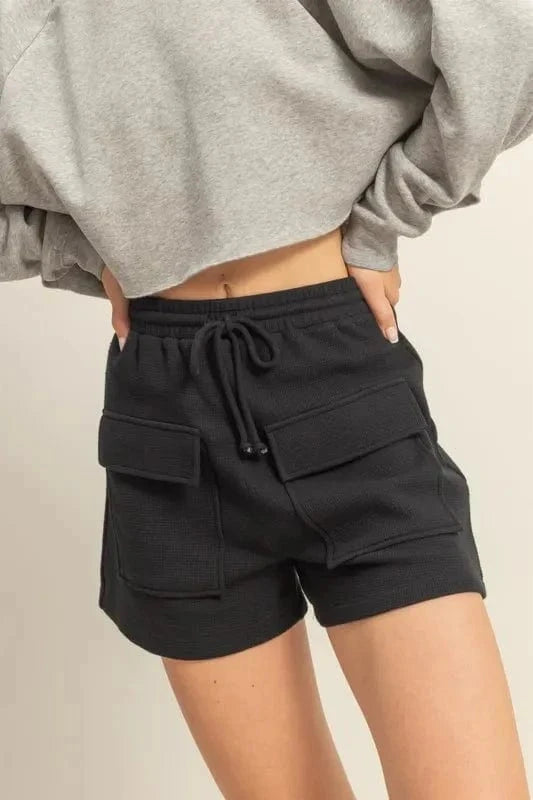 HYFVE Drawstring Waffle Knit Front Pocket Shorts - Trendsi
