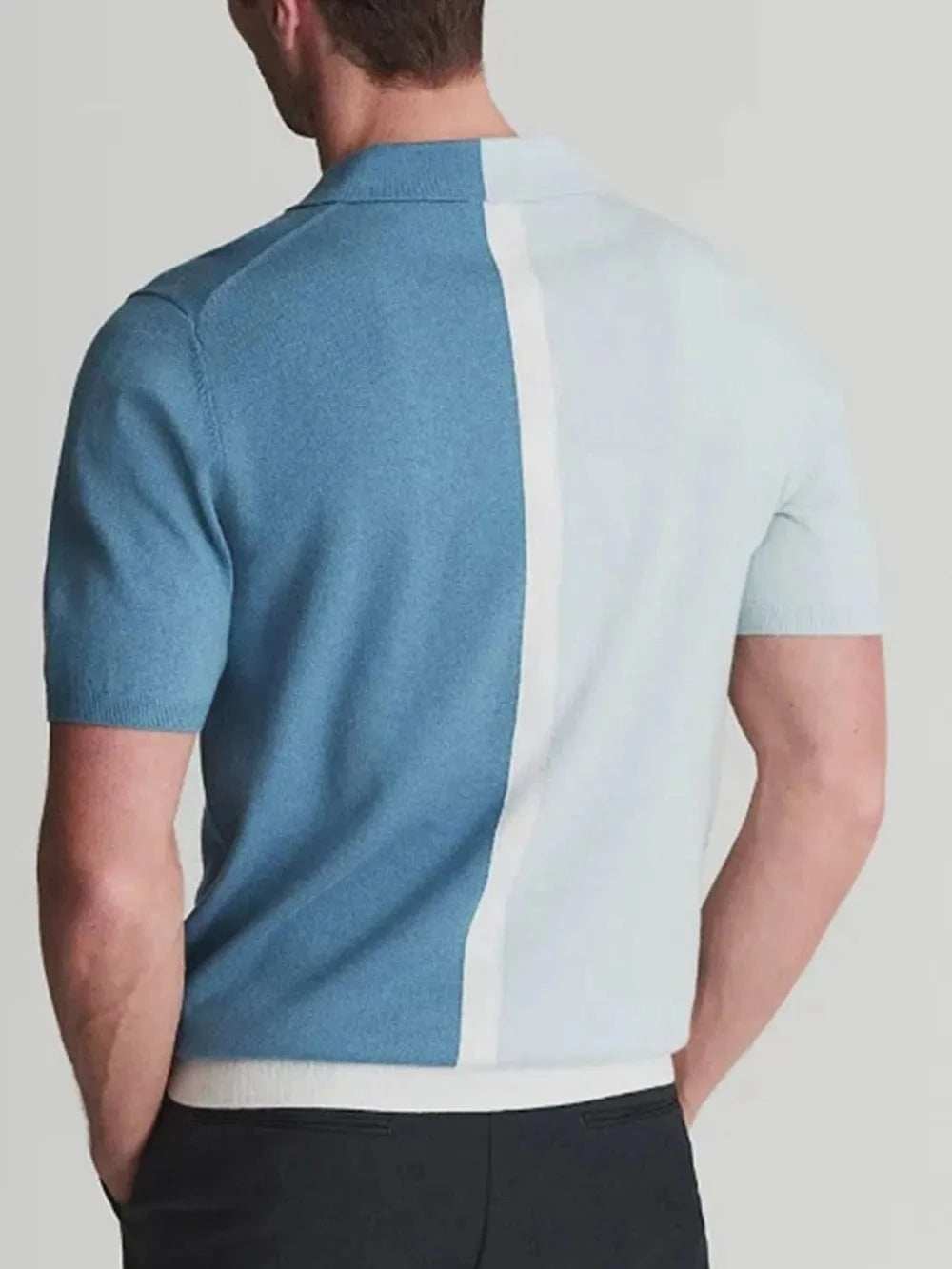 Men's Plus Size Two-Tone Short Sleeve Polo - Trendsi - Flyclothing LLC