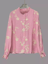 Floral Embroidered Long Sleeve Shirt - Trendsi - Flyclothing LLC