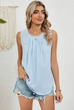 Ruched Round Neck Tank - Trendsi