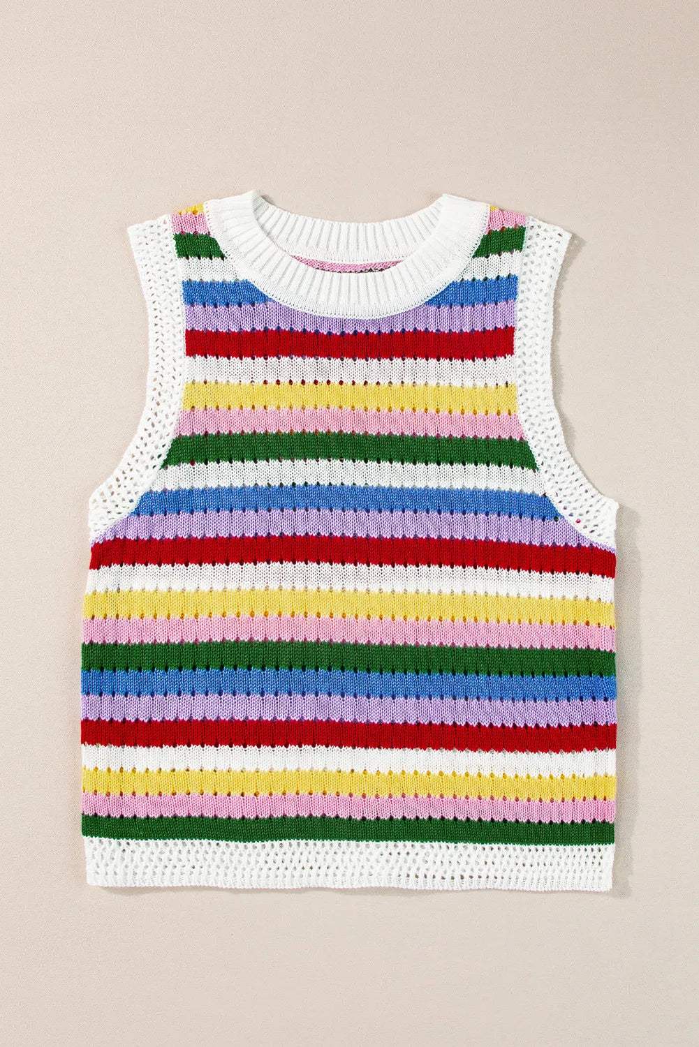 Contrast Round Neck Sweater Vest - Trendsi - Flyclothing LLC