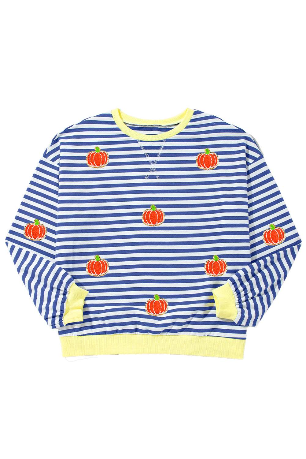 Pumpkin Striped Long Sleeve Sweatshirt - Trendsi - Flyclothing LLC
