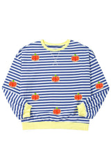 Pumpkin Striped Long Sleeve Sweatshirt - Trendsi - Flyclothing LLC