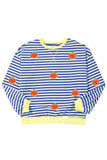 Pumpkin Striped Long Sleeve Sweatshirt - Trendsi - Flyclothing LLC