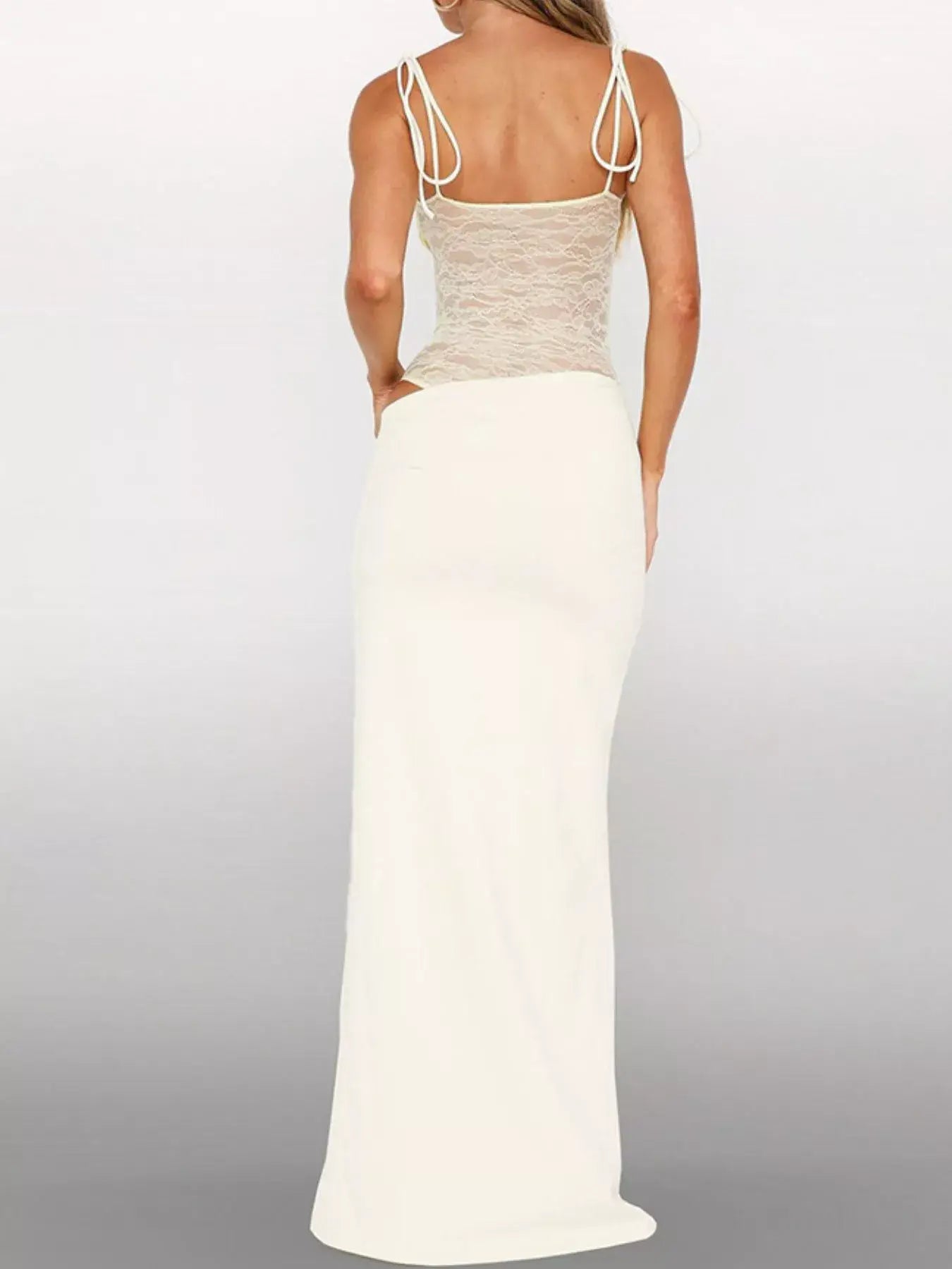 Lace Cutout Tie Shoulder Maxi Dress - Trendsi - Flyclothing LLC