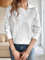 Oblique Zipper Collared Neck Long Sleeve Sweatshirt - Trendsi - Flyclothing LLC