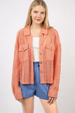 VERY J Button Up Long Sleeve Lace Shirt - Trendsi