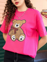 Letter Graphic Round Neck Half Sleeve T-Shirt - Trendsi - Flyclothing LLC