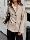Double-Breasted Dropped Shoulder Jacket - Trendsi - Flyclothing LLC
