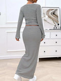 Striped Boat Neck Top and Skirt Set - Trendsi - Flyclothing LLC