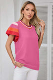 Color Block Round Neck Knit Top - Trendsi - Flyclothing LLC