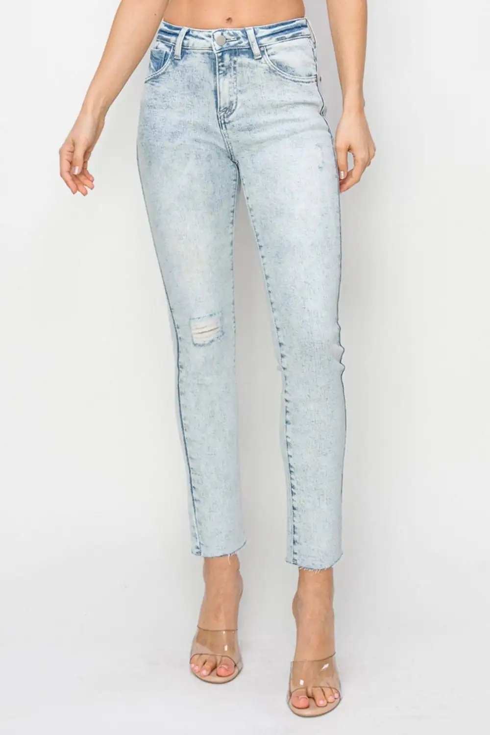 Risen Full Size High Rise Distressed Skinny Jeans - Trendsi - Flyclothing LLC