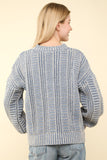 VERY J Two Tone Long Sleeve Sweater - Trendsi
