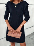 Ruffled Round Neck Long Sleeve Mini Dress - Trendsi - Flyclothing LLC