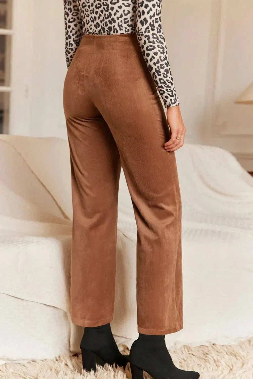 Decorative Button Straight Leg Pants - Trendsi - Flyclothing LLC