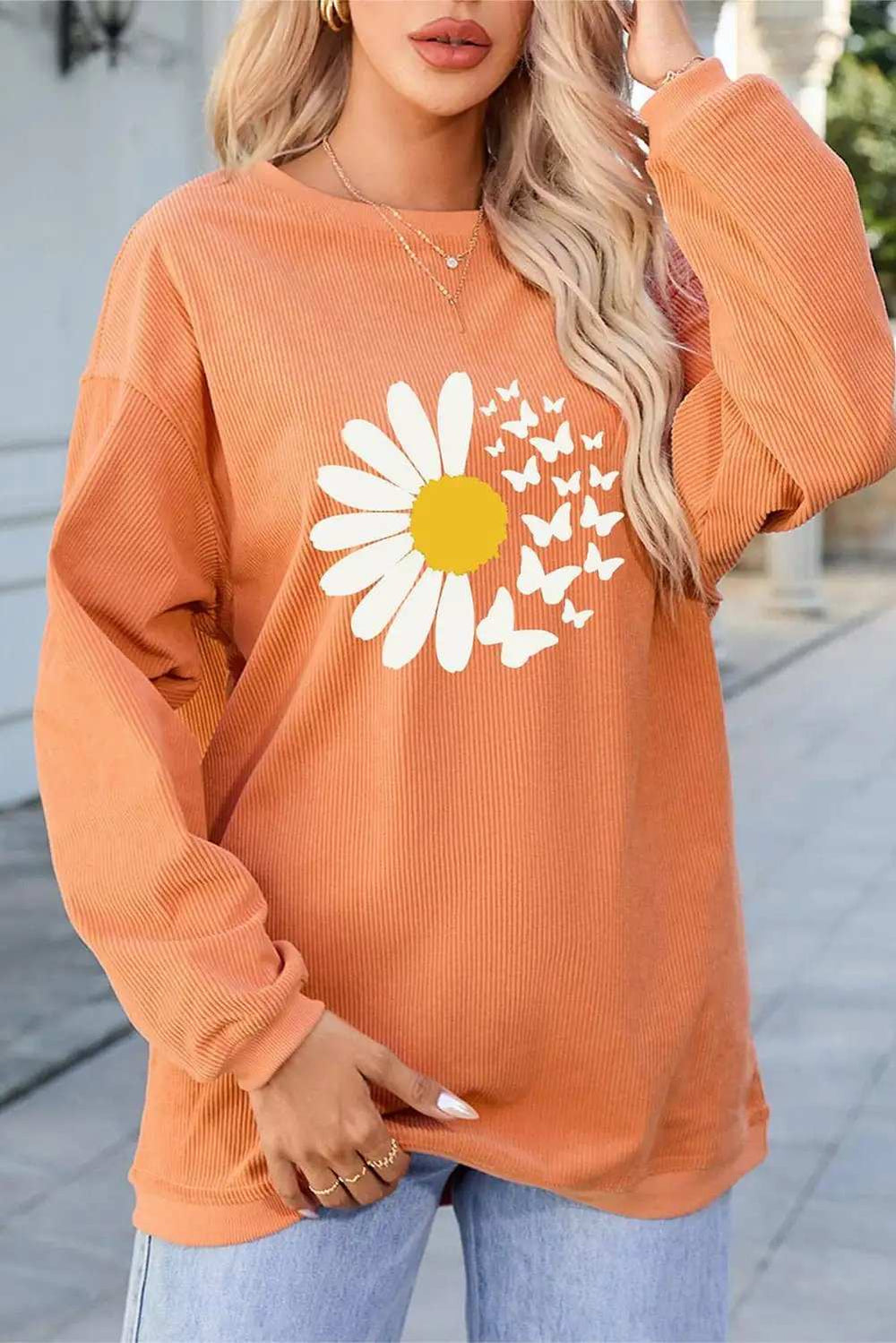 Graphic Round Neck Long Sleeve Sweatshirt - Trendsi - Flyclothing LLC