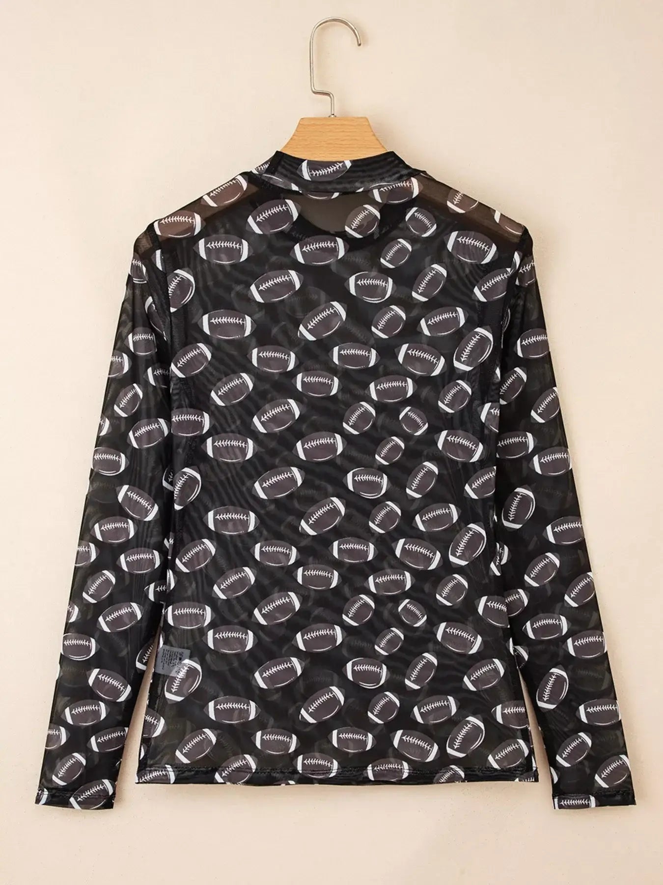 Game Day Mesh Sheer Long Sleeve Top - Trendsi - Flyclothing LLC