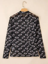 Game Day Mesh Sheer Long Sleeve Top - Trendsi - Flyclothing LLC