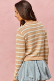 SO ME Stripe Long Sleeves Button Sweater Cardigan - Trendsi - Flyclothing LLC