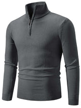 Men's Plus Size Quarter Zip Long Sleeve Knit Top - Trendsi - Flyclothing LLC