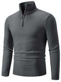 Men's Plus Size Quarter Zip Long Sleeve Knit Top - Trendsi - Flyclothing LLC